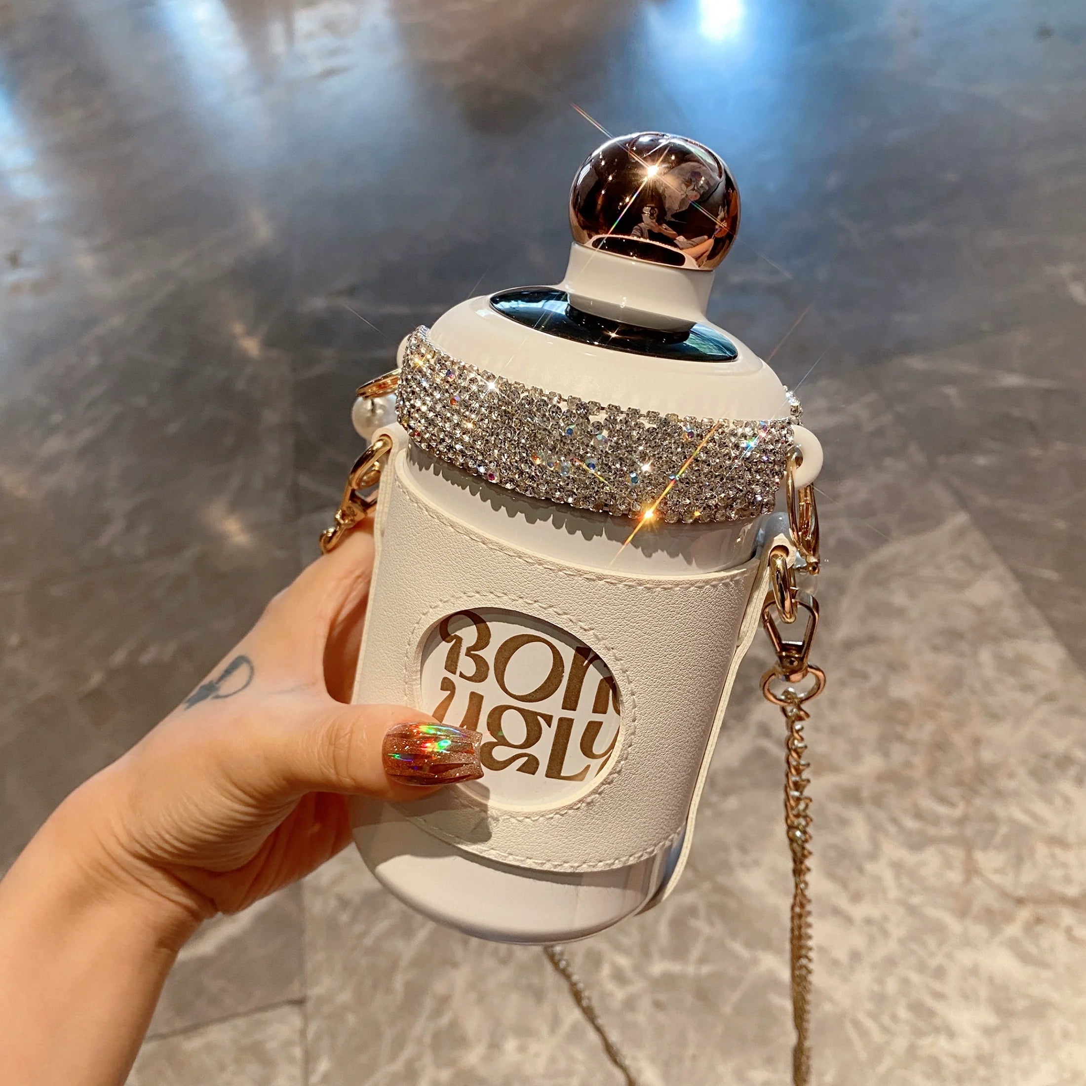 Fashion Diamond Pearl Thermos – High-Value Portable Smart Water Cup