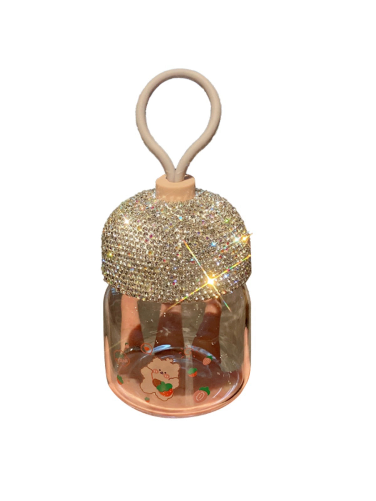 Portable Mini Glass Cup – Diamond-Encrusted Coffee, Milk & Soy Milk Cup for Travel & Home