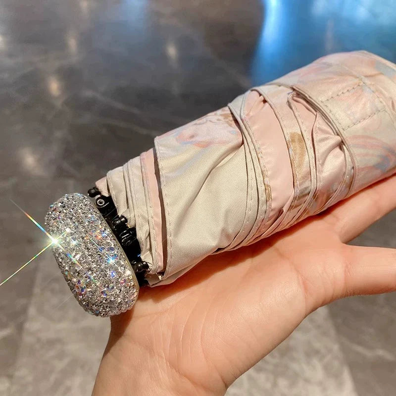 Luxury Diamond-Encrusted Parasol – UV Protection, Dual-Use Sunshade Umbrella