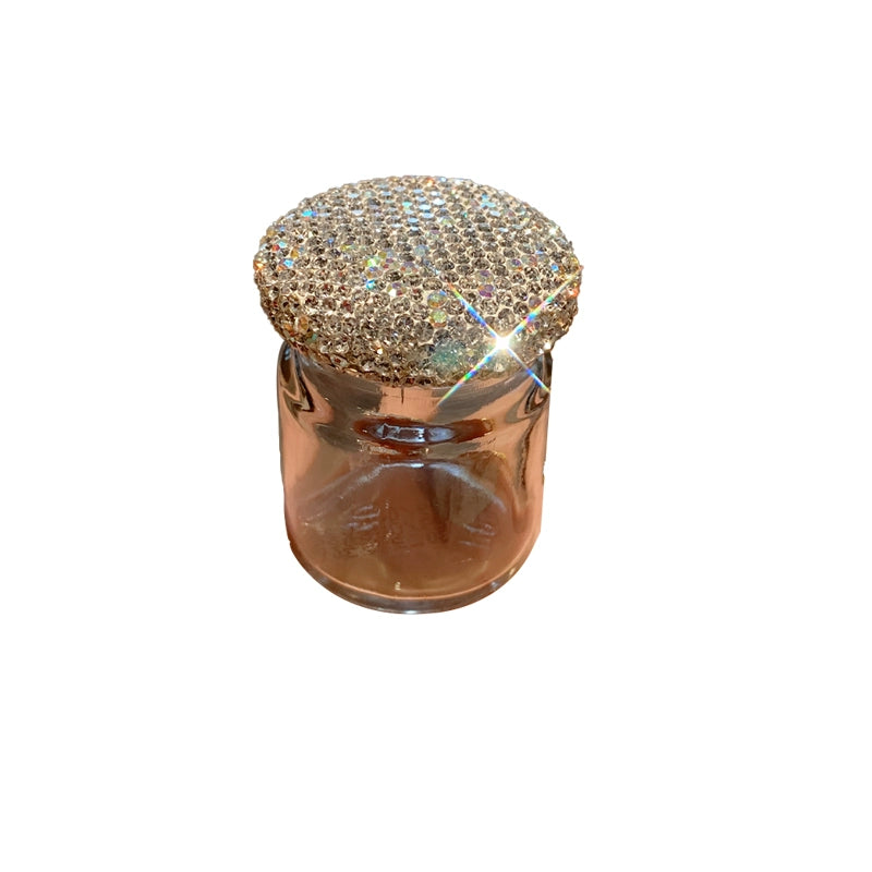 Diamond-Encrusted Mini Glass Storage Jar – Portable Golden Beans & Small Items Organizer