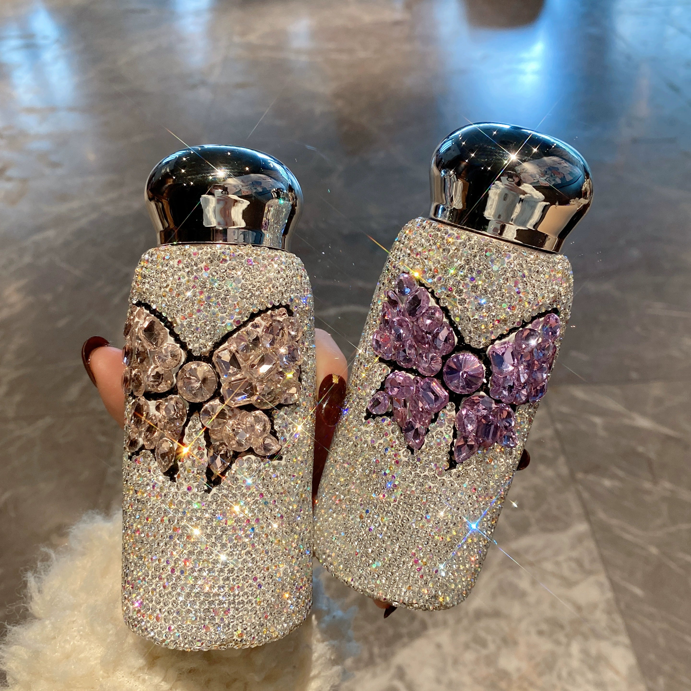 Diamond-Encrusted Bow Stainless Steel Car Thermos Cup – Portable Water Bottle for Women