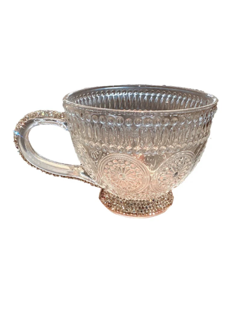 Diamond-Encrusted Sunflower Glass – Embossed Cup for Milk, Juice & Water