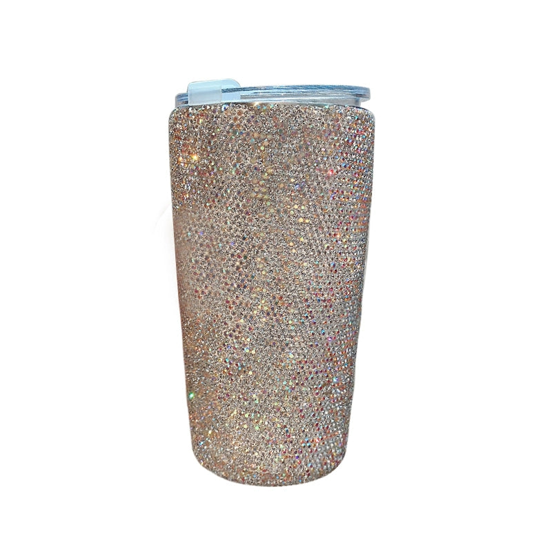 Diamond-Encrusted Glass Straw Cup with Lid – Large-Capacity Water Bottle for Home & Office