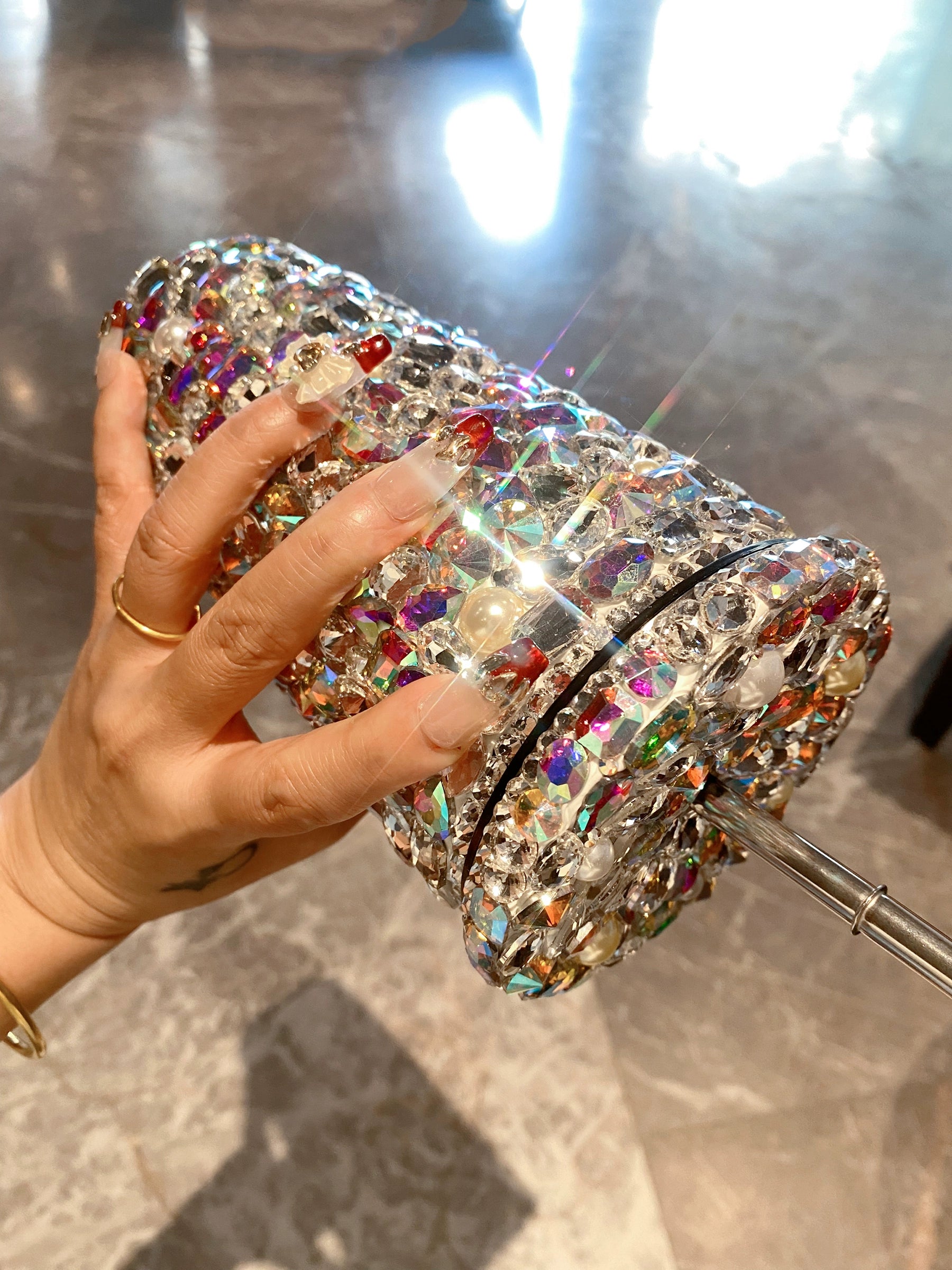 High-End Luxury Version Of Large Diamond Straw Cup Drinking Cup Thermos Cup For Girls With High Appearance And Large Capacity 304 Stainless Steel