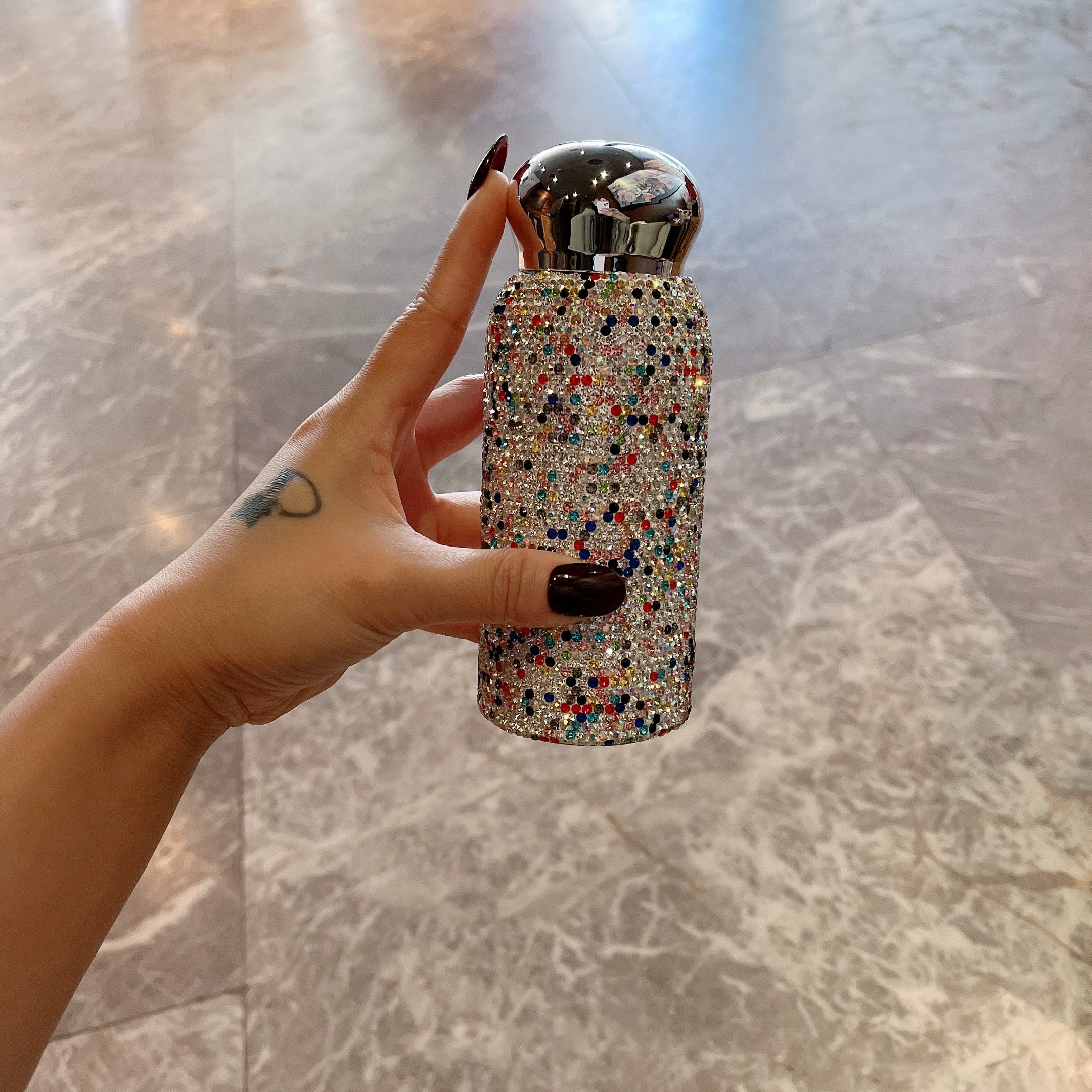 Trendy Diamond Water Bottle – Compact Stainless Steel Thermos, Ideal Birthday Gift