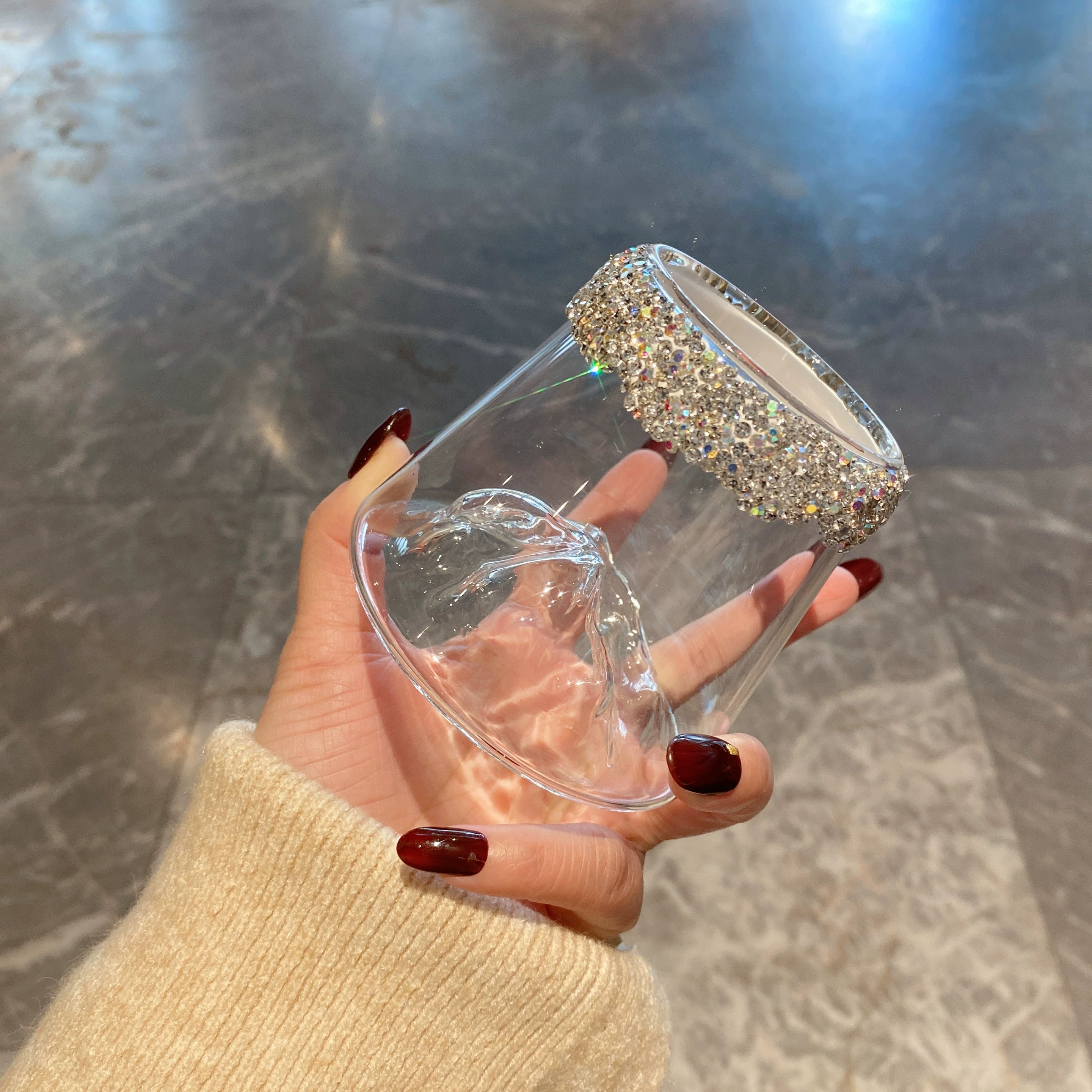 Bling Rhinestone Whiskey Glass – Clear Dessert & Beverage Cup for Home, Coffee & Gifts