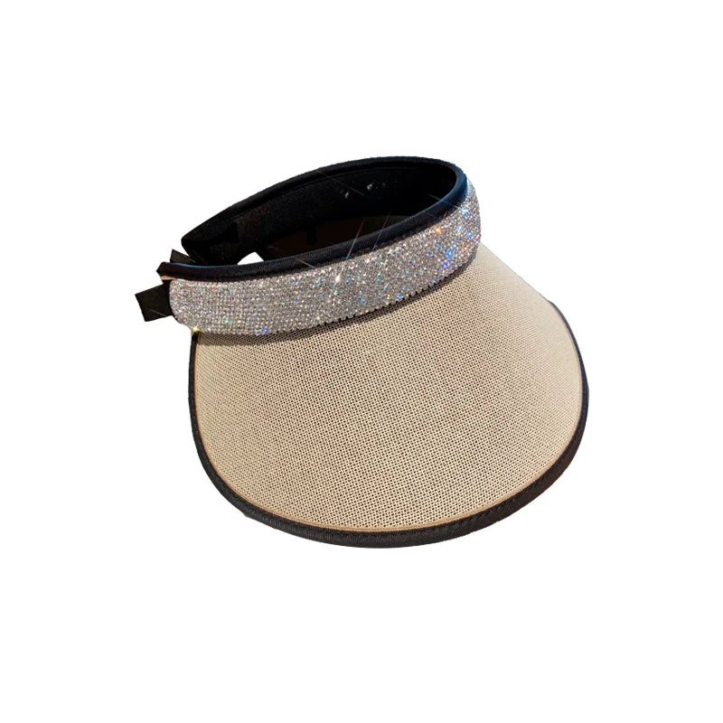 Fashion Diamond Sun Hat for Women – Large Brim Vinyl Hat, Anti-UV & Breathable Design