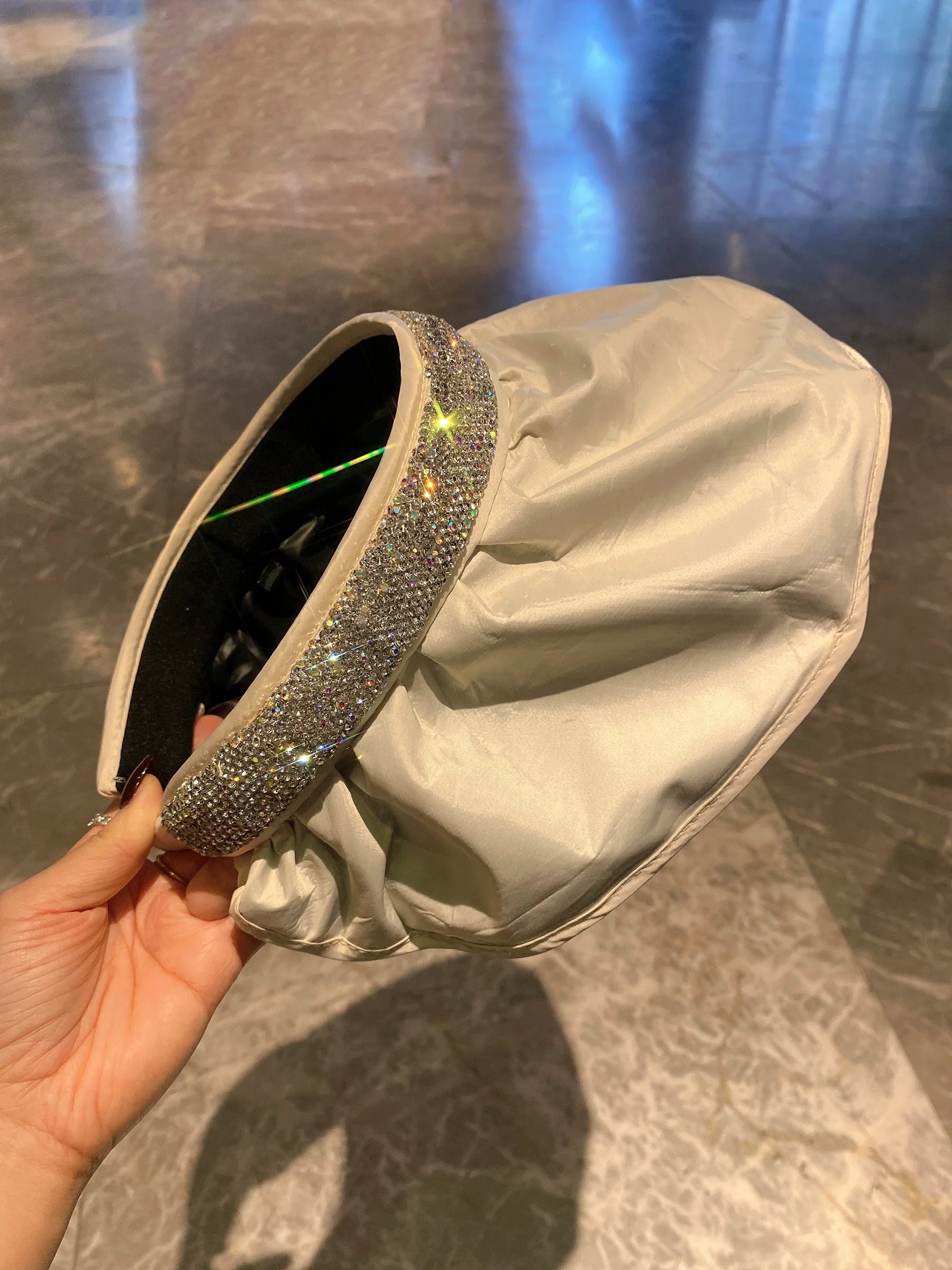 Fashion Summer Sun Hat for Women – Diamond Decor, Large Brim, Anti-UV