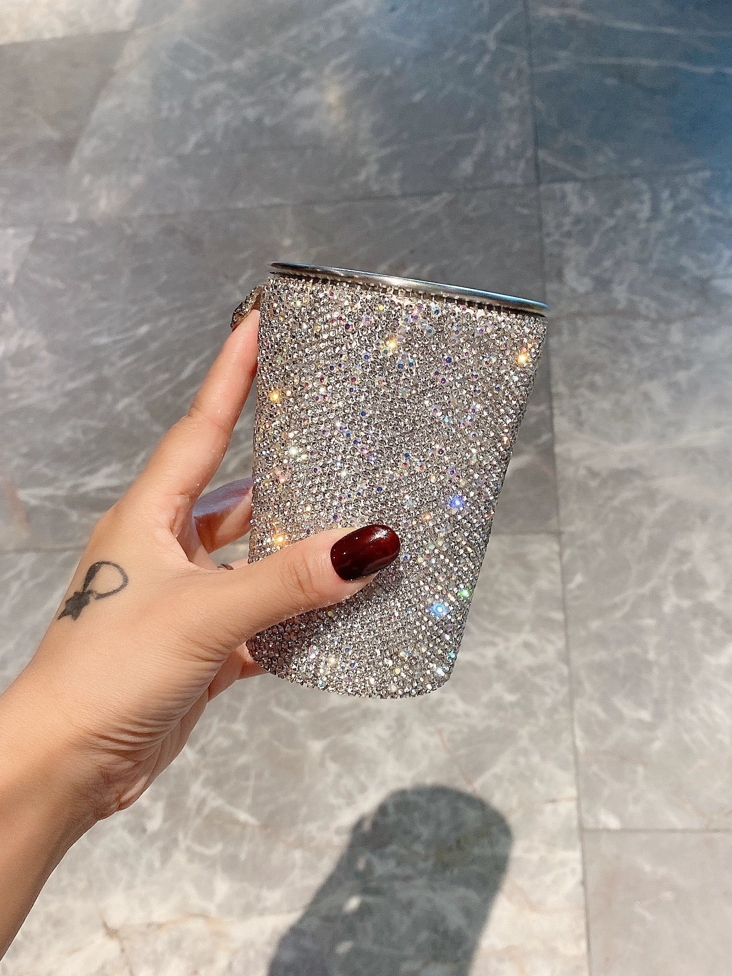 Sparkling Diamond Stainless Steel Mug – Portable Outdoor Coffee & Beer Cup, Single-Layer