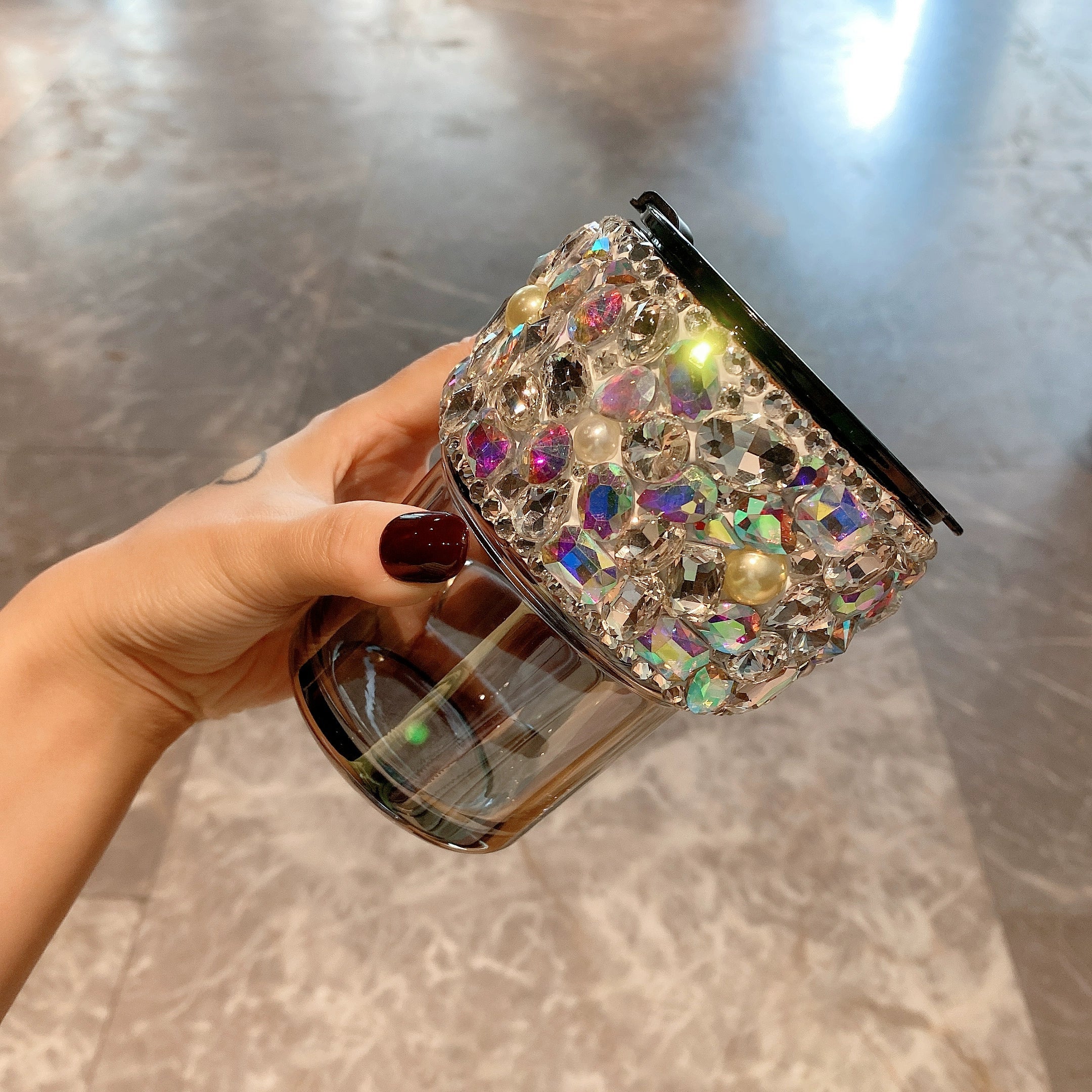 High-End Portable Light Luxury Water CupCelebrity Diamond-Encrusted High-Value Coffee Cup With Lid