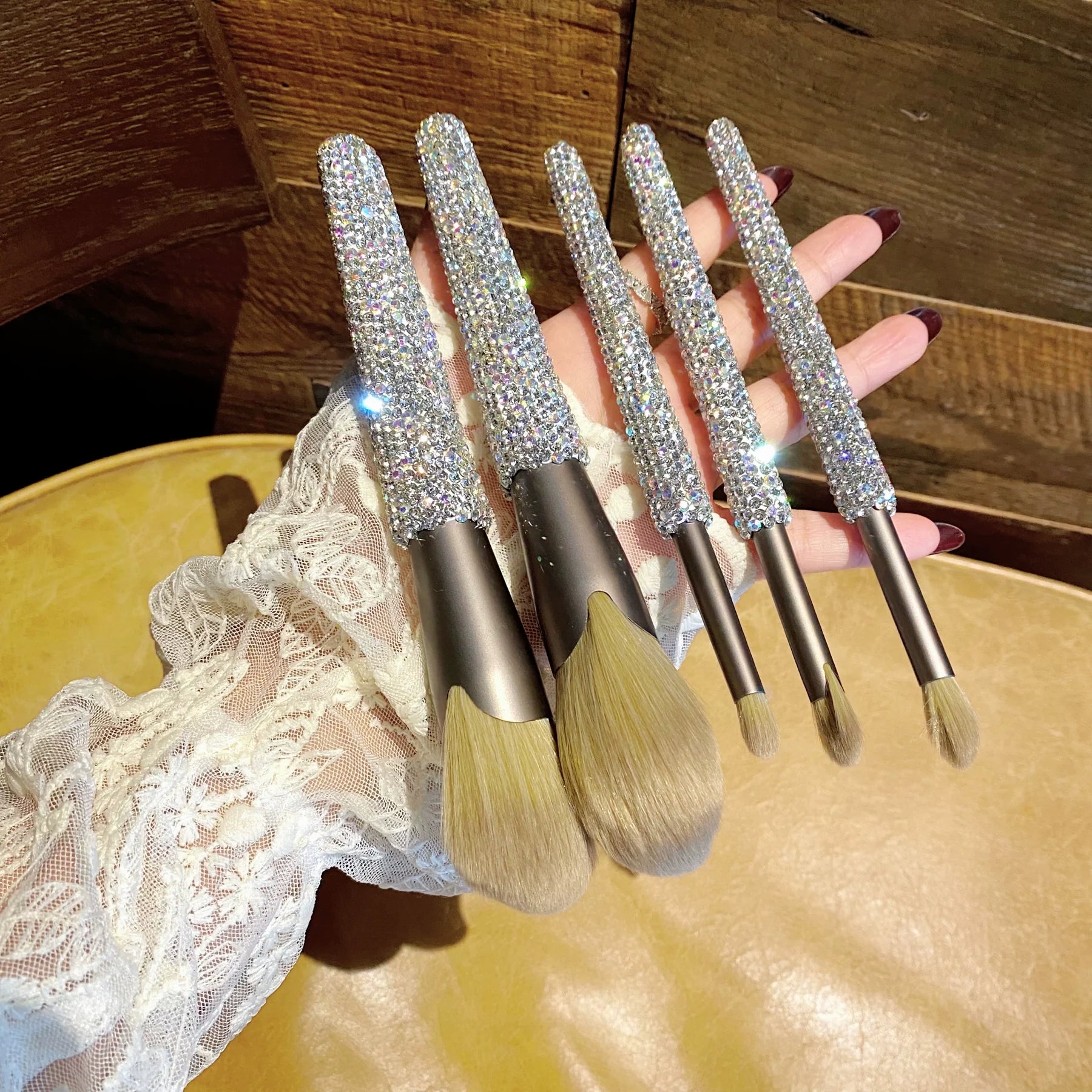 Elegant Diamond Makeup Brush Set – Professional 5 Super Soft Cosmetic Brushes