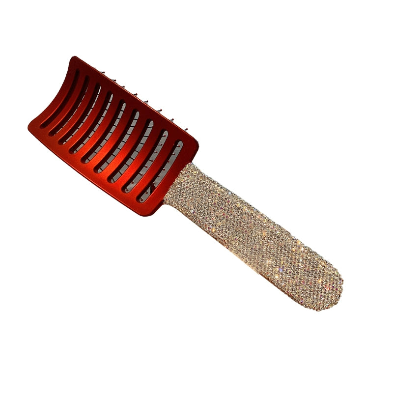 Diamond-Encrusted Curved Hair Comb – Big Root Lifting Massage Comb, Portable for Home & Travel