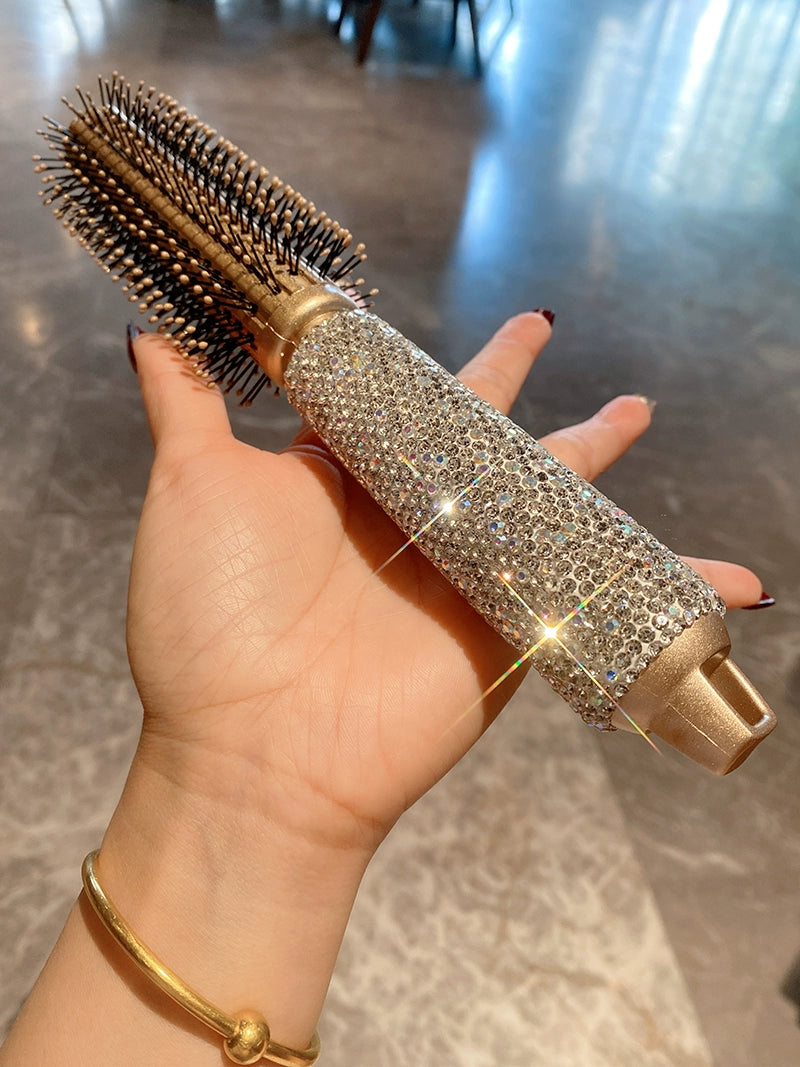 Sparkly Diamond Hair Roller Comb – Aluminum Professional Styling Comb for Curling & Blow-Dry