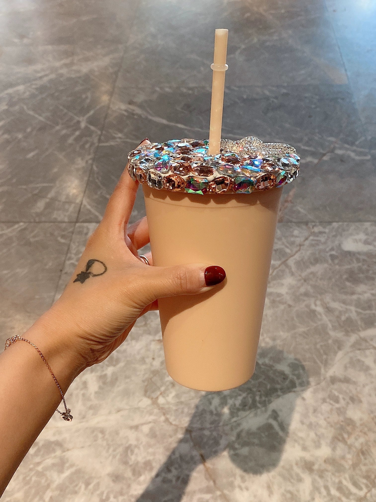 Pink Girly Heart Diamond-Encrusted Water & Straw Cup – Luxury Large-Capacity Portable Tumbler