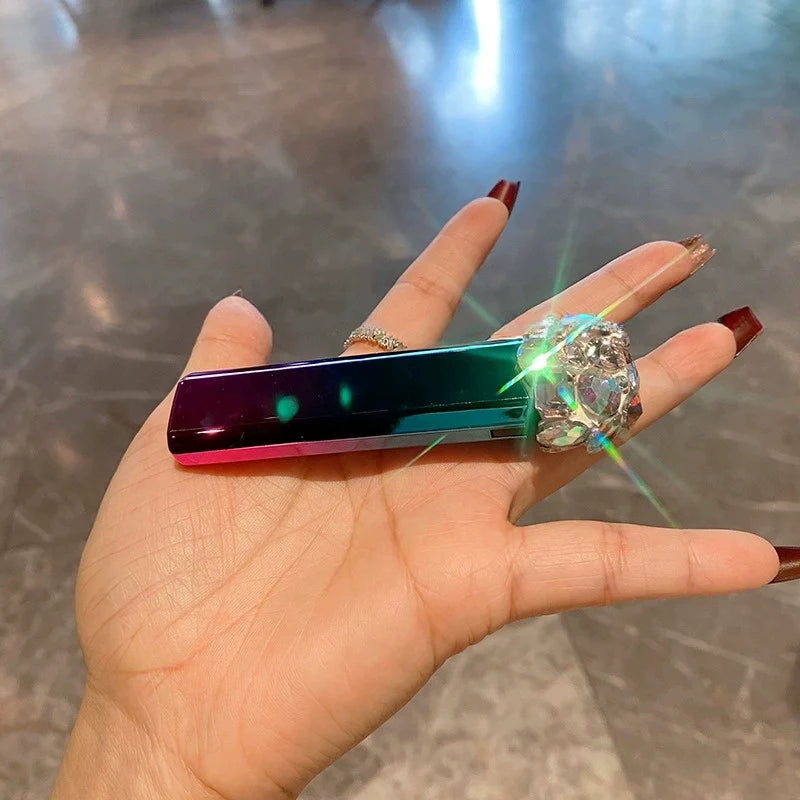 Diamond-Encrusted Mini Rechargeable Lighter – Lightweight, Colorful, Portable & Windproof Flip-Top Design
