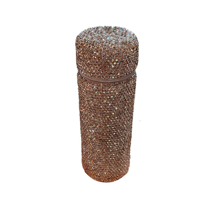 Diamond-Encrusted Mini Stainless Steel Thermos Cup – Portable Car Water Bottle for Women