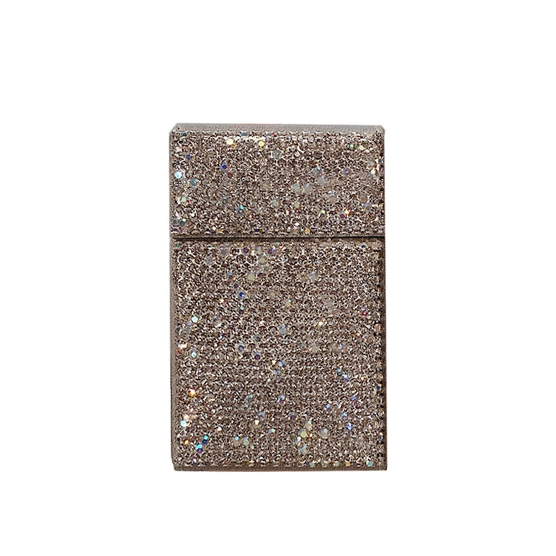 Diamond-Encrusted PU Leather Cigarette Case – Flip-Top Box for Regular & Slim Cigarettes with 20-Pack Lighter Set
