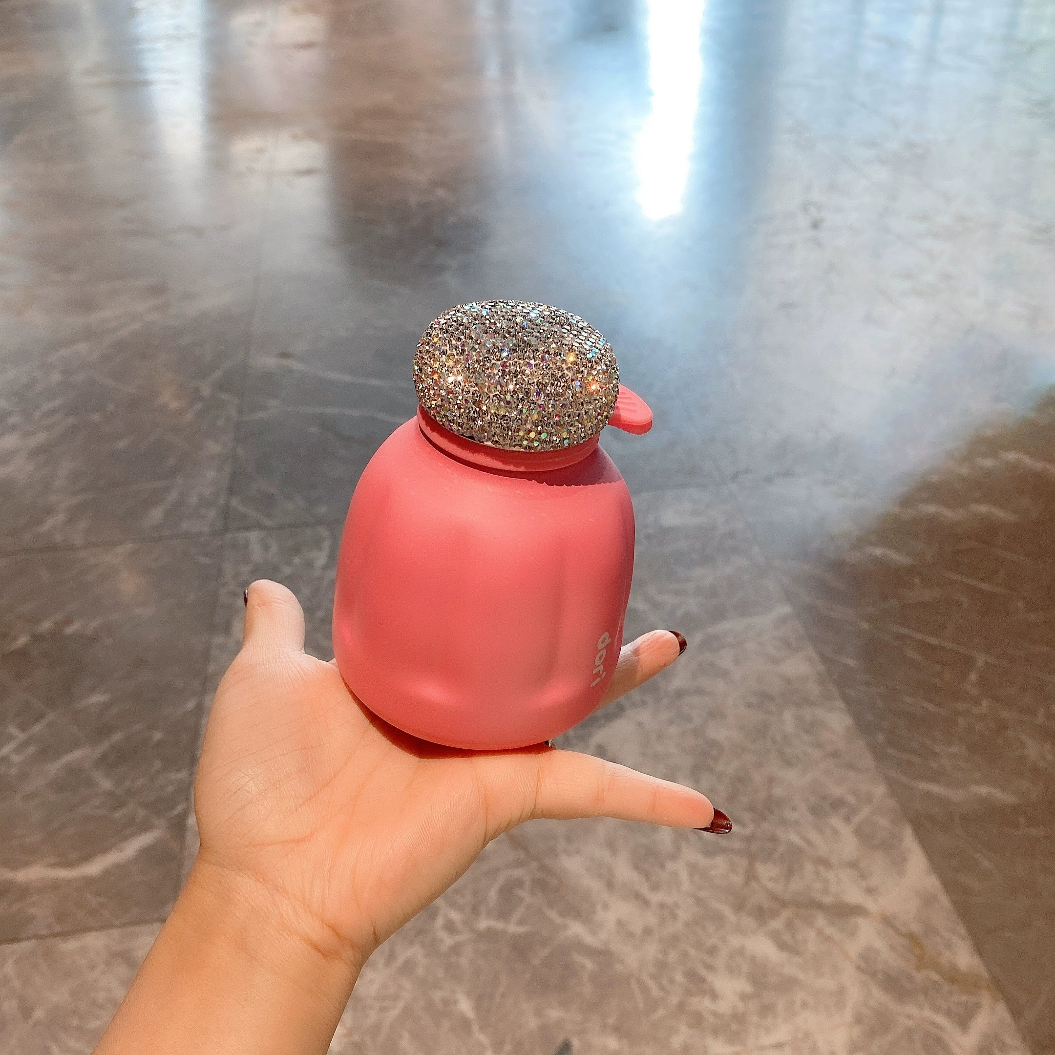 Diamond-Encrusted Stainless Steel Thermos Cup – Portable Water Bottle for Office, School & Travel