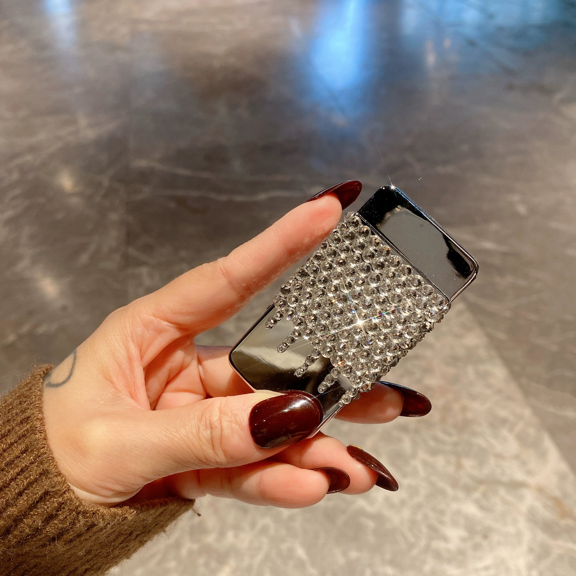 Diamond-Encrusted Rechargeable Arc Lighter – Portable USB Electric Lighter for Outdoor & Travel