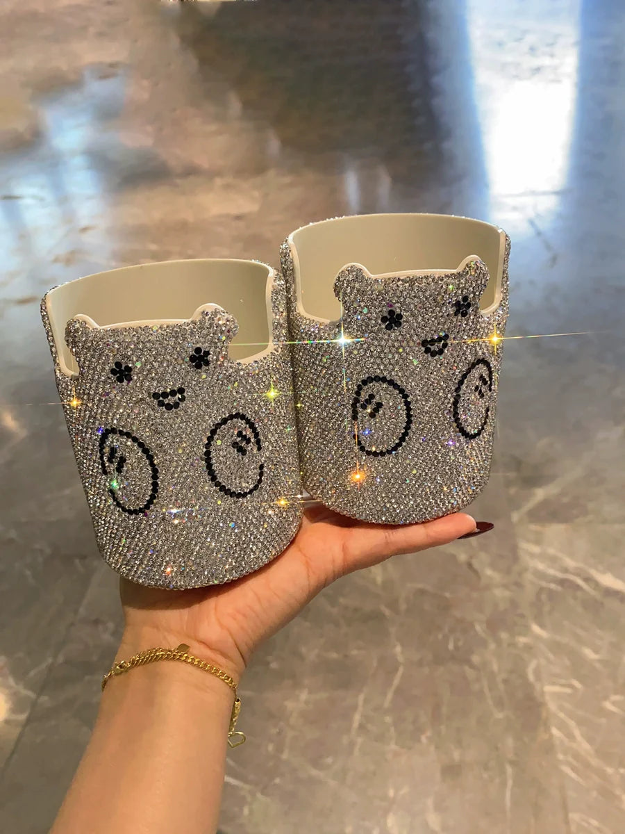 Diamond-Encrusted Cosmetic & Stationery Organizer – Desktop Storage Box