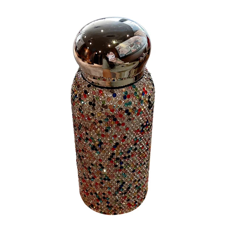 Trendy Diamond Water Bottle – Compact Stainless Steel Thermos, Ideal Birthday Gift