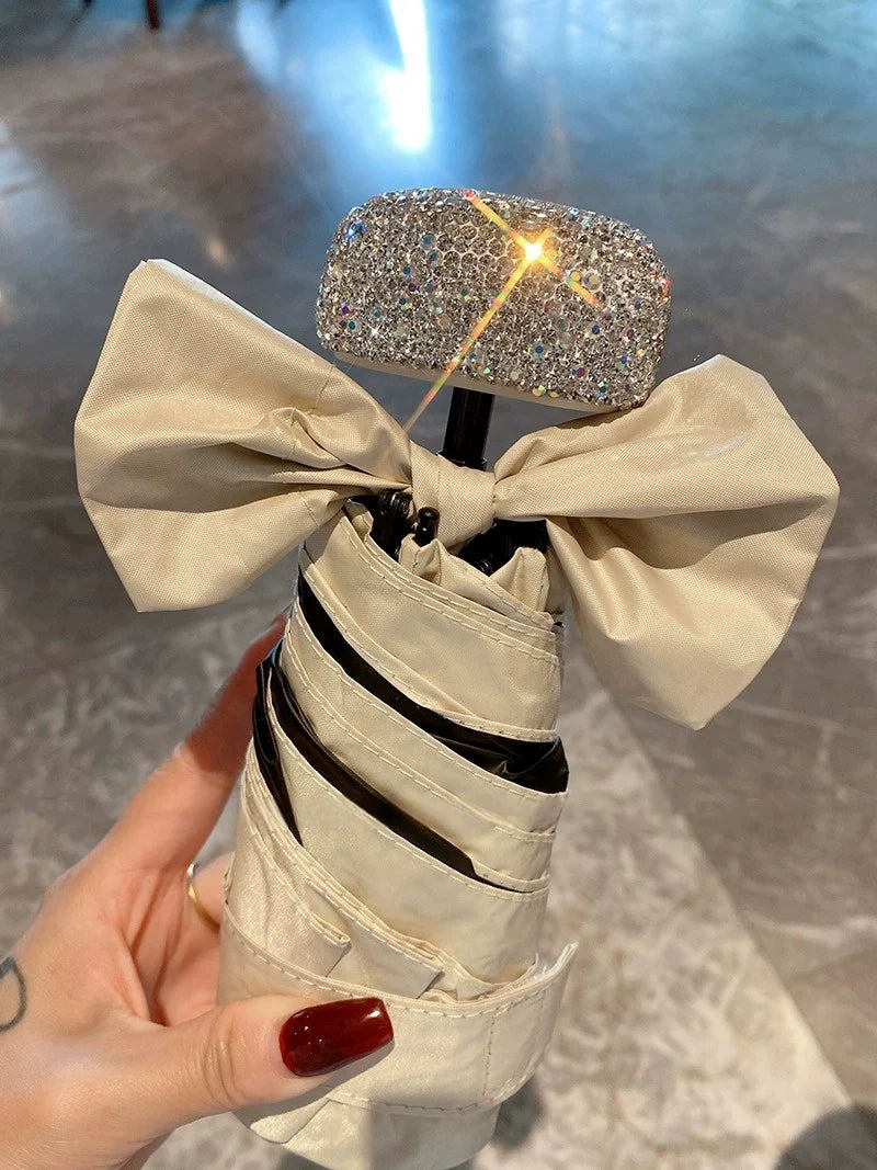 Luxury Diamond-Encrusted Parasol – UV Protection, Dual-Use Sunshade Umbrella