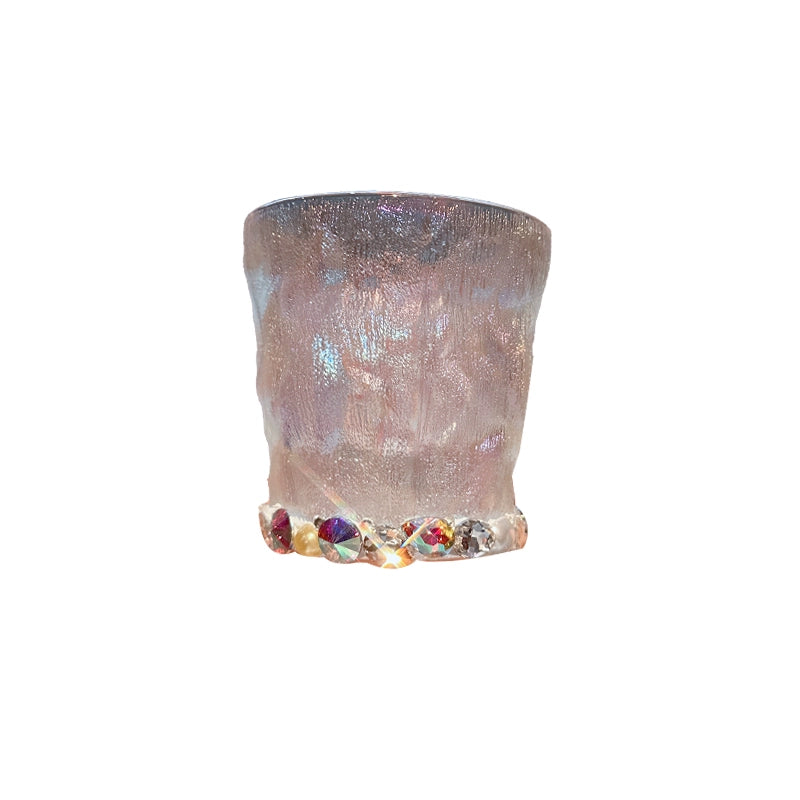 Diamond-Encrusted Gradient Glass Cup – Trendy Water, Juice, Coffee & Beer Glass for Home