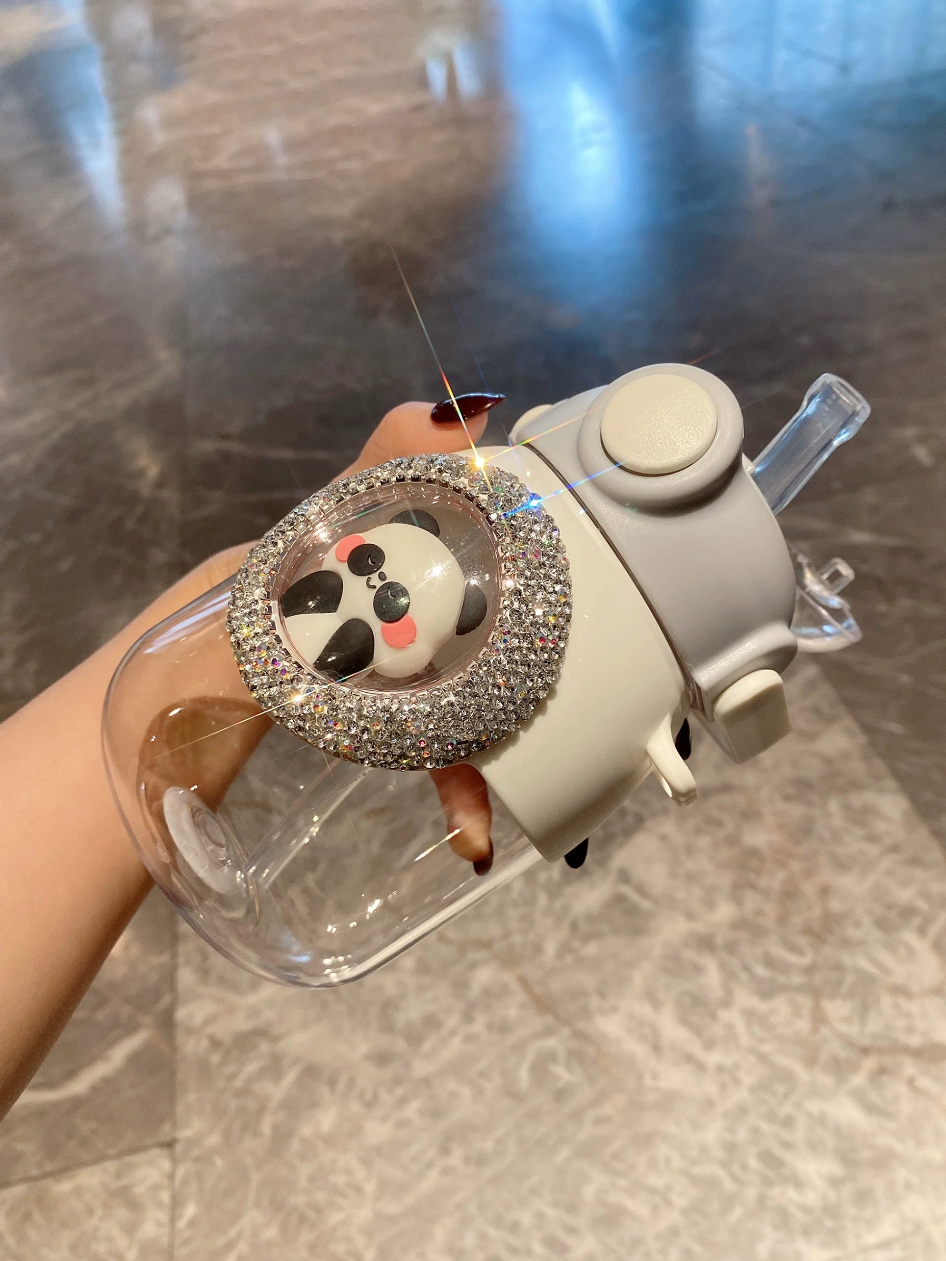 Stylish Diamond-Encrusted Big Belly Cup – Large-Capacity Straw Water Tumbler