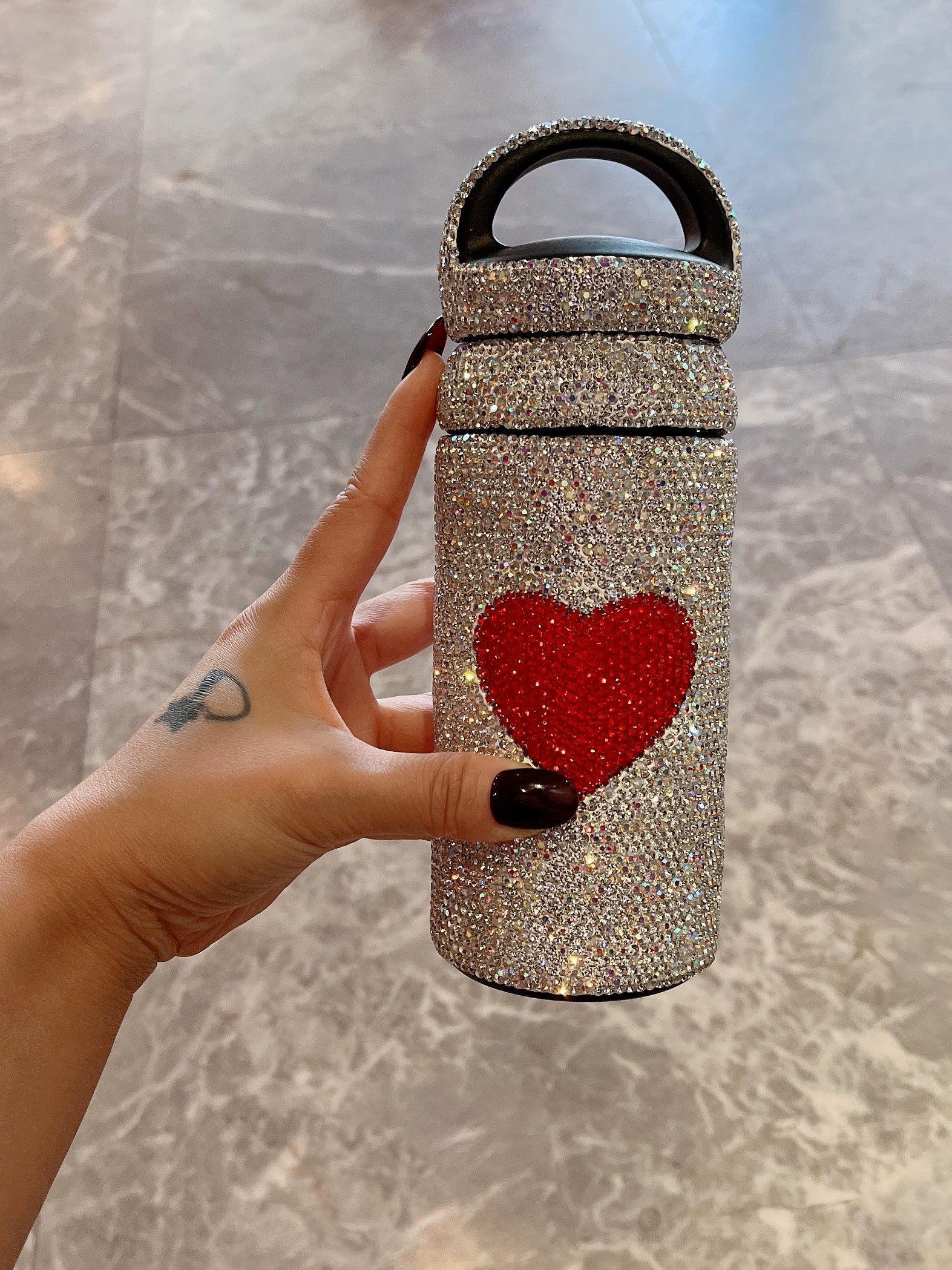 Portable Diamond Thermos Cup – Stainless Steel Large Capacity Love Mug