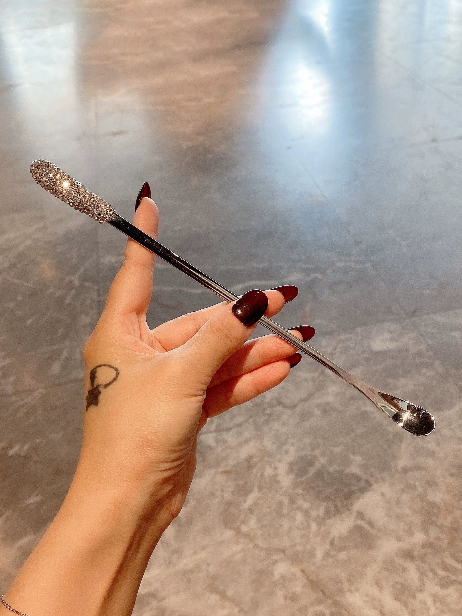 Bling Rhinestone Stainless Steel Coffee Spoon – Long Handle Stirring Spoon for Coffee, Tea & Honey