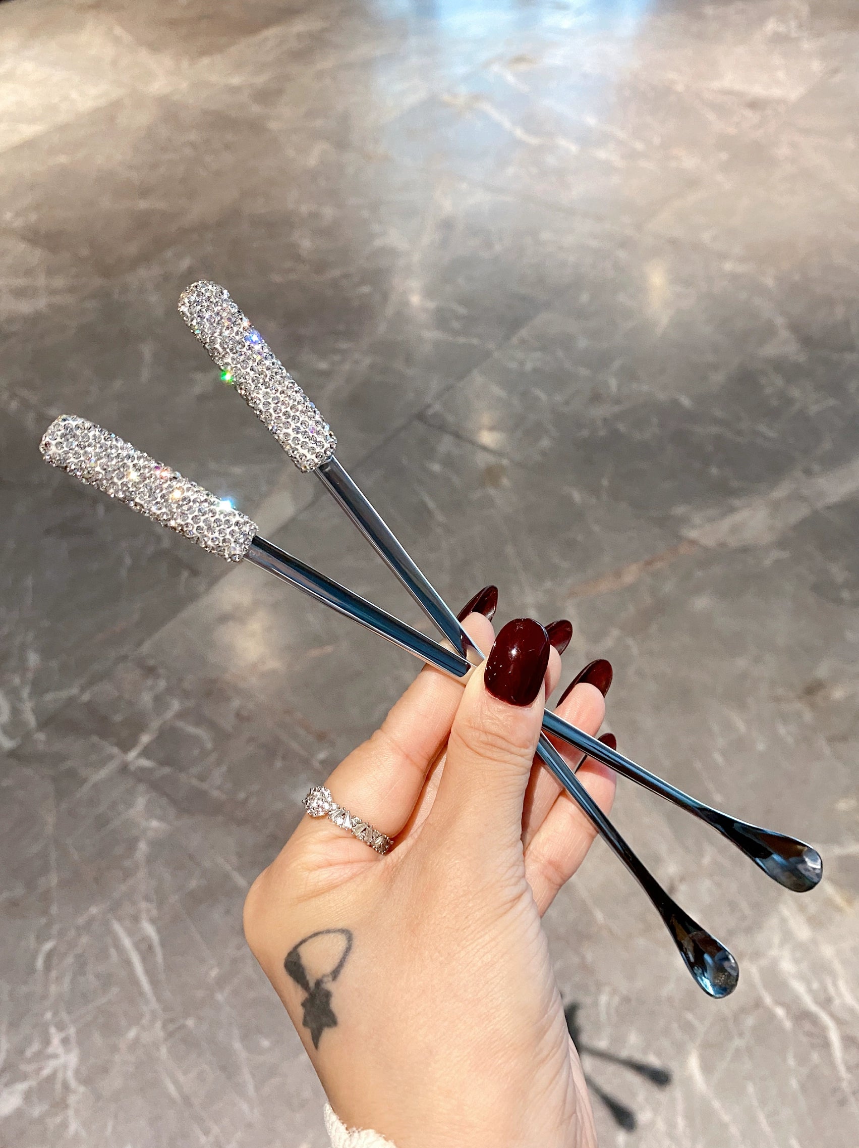 Bling Rhinestone Stainless Steel Coffee Spoon – Long Handle Stirring Spoon for Coffee, Tea & Honey