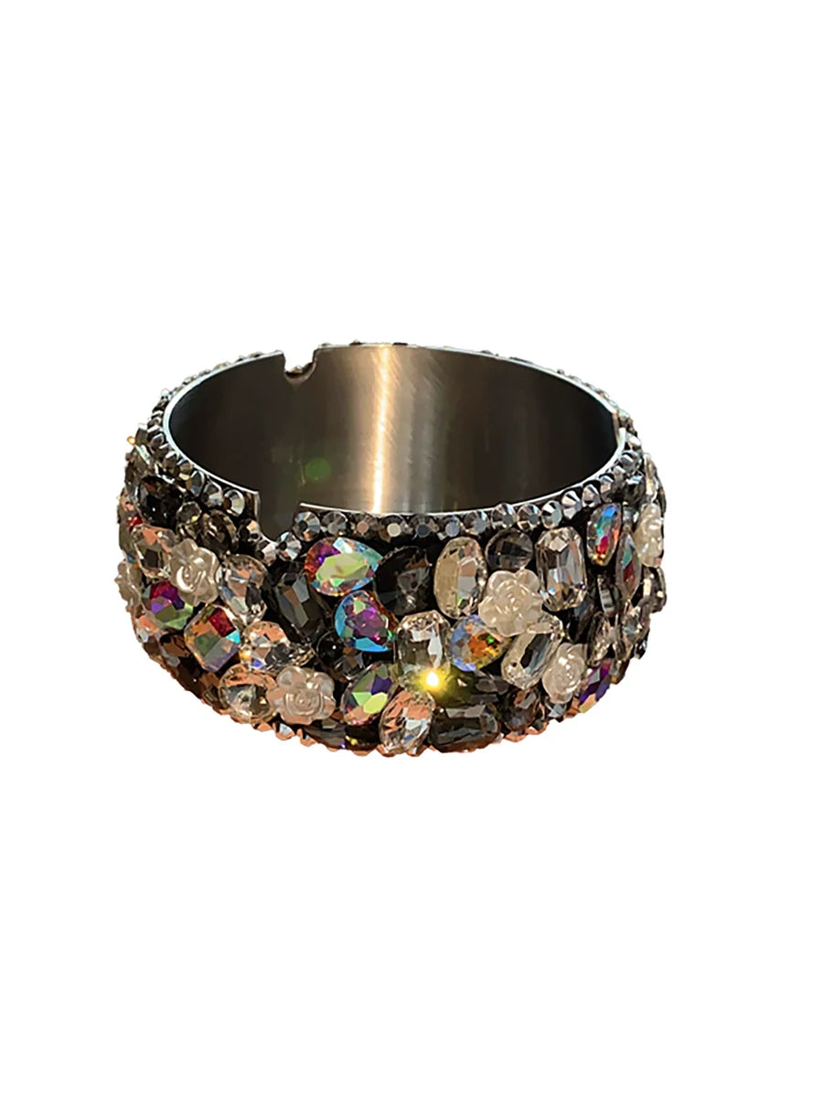 Luxury Diamond-Encrusted Stainless Steel Ashtray – High-End Home & Office Decor