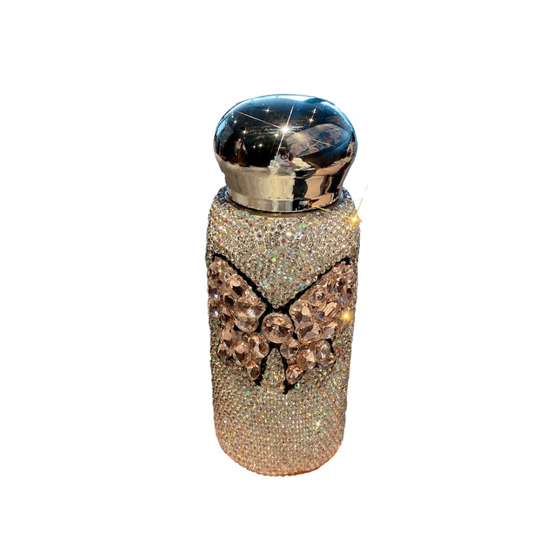 Diamond-Encrusted Bow Stainless Steel Car Thermos Cup – Portable Water Bottle for Women