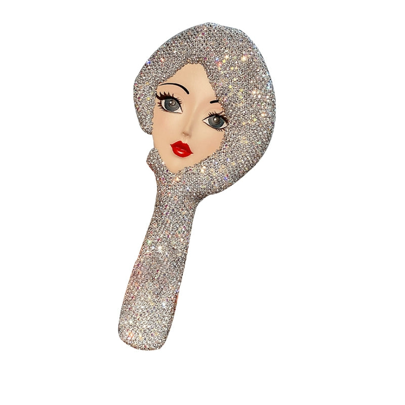 Diamond-Encrusted Princess Airbag Massage Hair Comb – Portable Wooden Hair Care Comb for Women, Dorm & Dressing Table