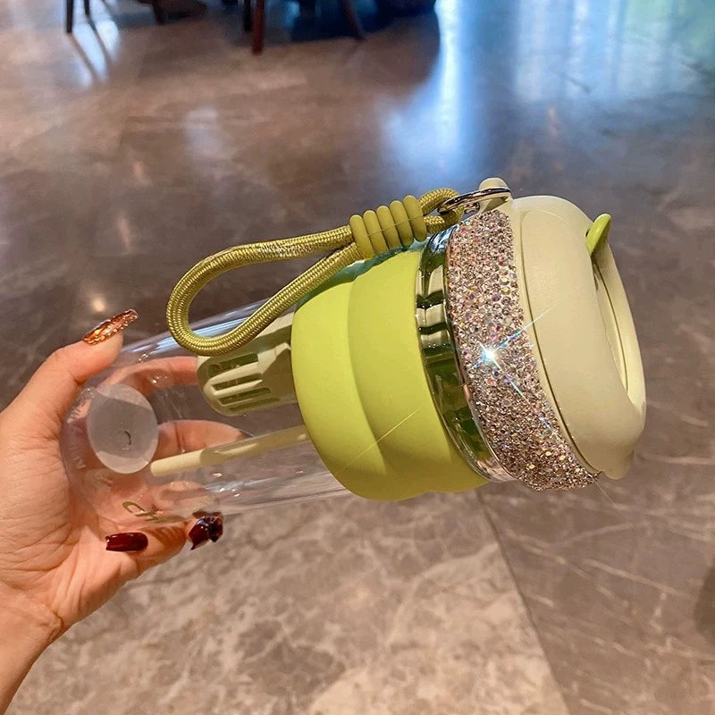 Large-Capacity Double-Drink Plastic Cup – Summer Coffee & Flower Tea Tumbler with Filter Straw