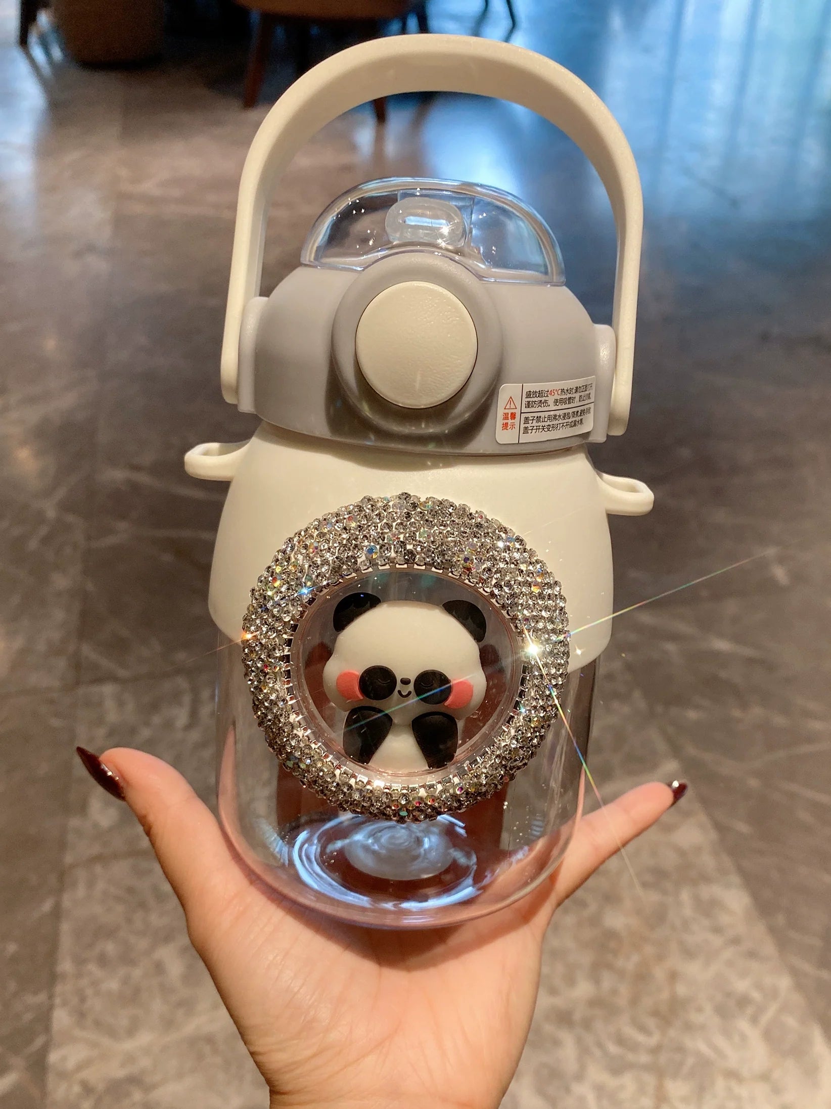 Stylish Diamond-Encrusted Big Belly Cup – Large-Capacity Straw Water Tumbler