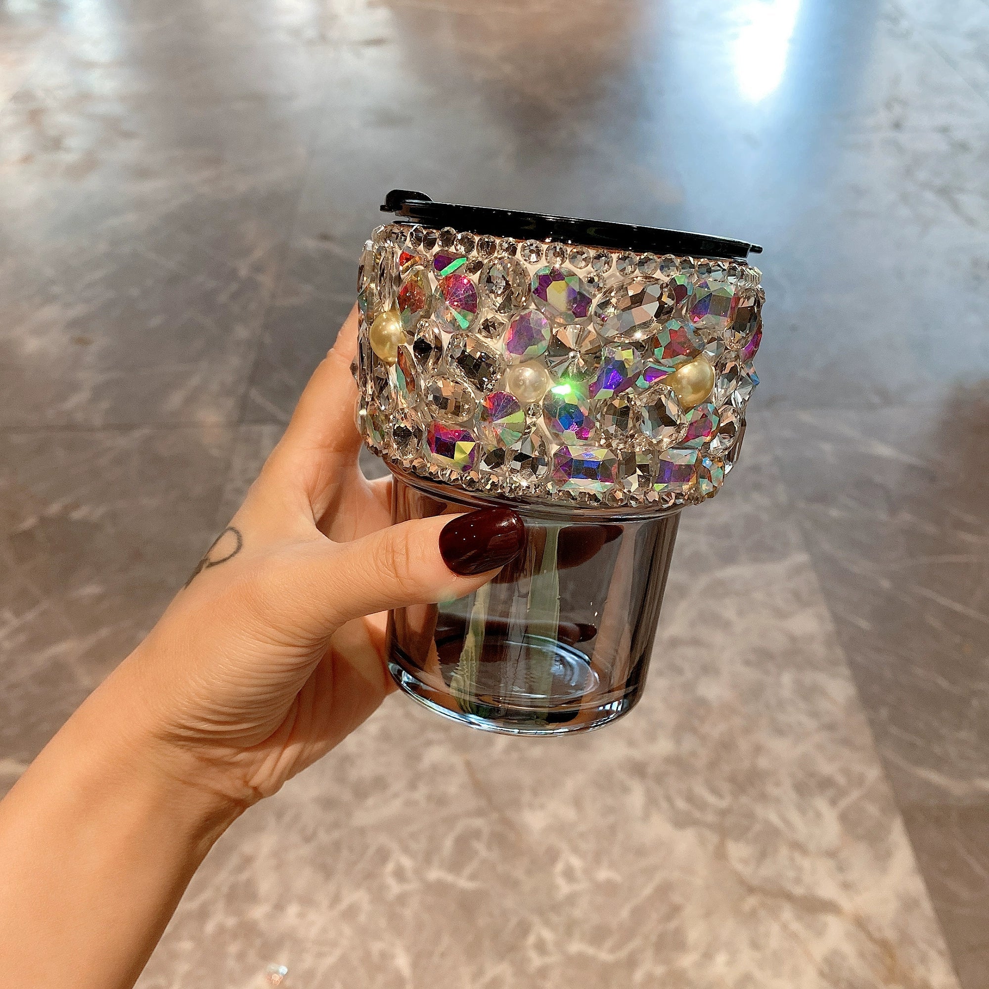 High-End Portable Light Luxury Water CupCelebrity Diamond-Encrusted High-Value Coffee Cup With Lid