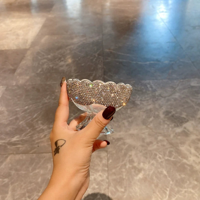 Luxury Diamond-Encrusted Glass Cup – High-End Personalized Large-Capacity Water Tumbler