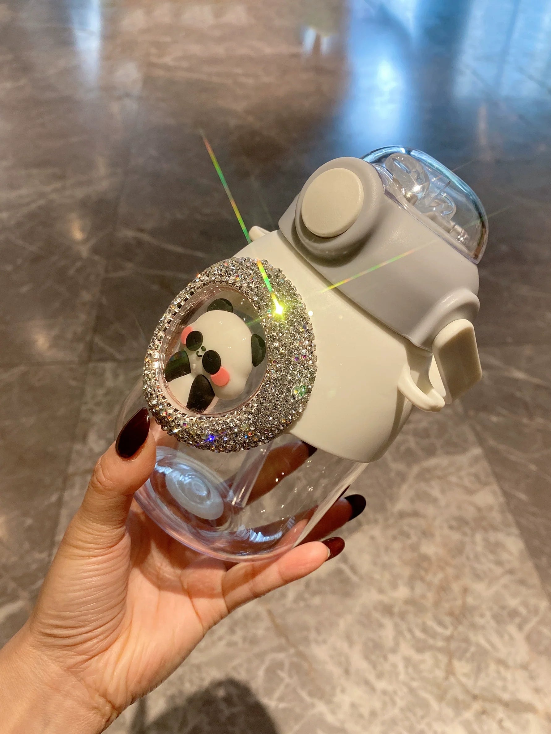 Stylish Diamond-Encrusted Big Belly Cup – Large-Capacity Straw Water Tumbler