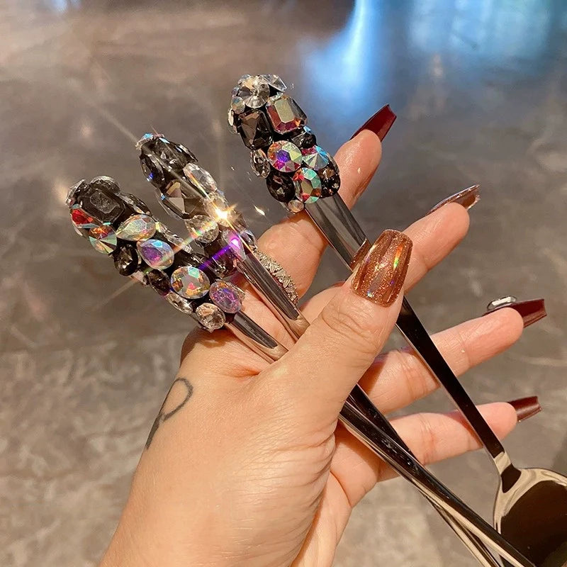 Diamond-Studded Chopsticks and Spoon Set – 304 Stainless Steel Portable Cutlery