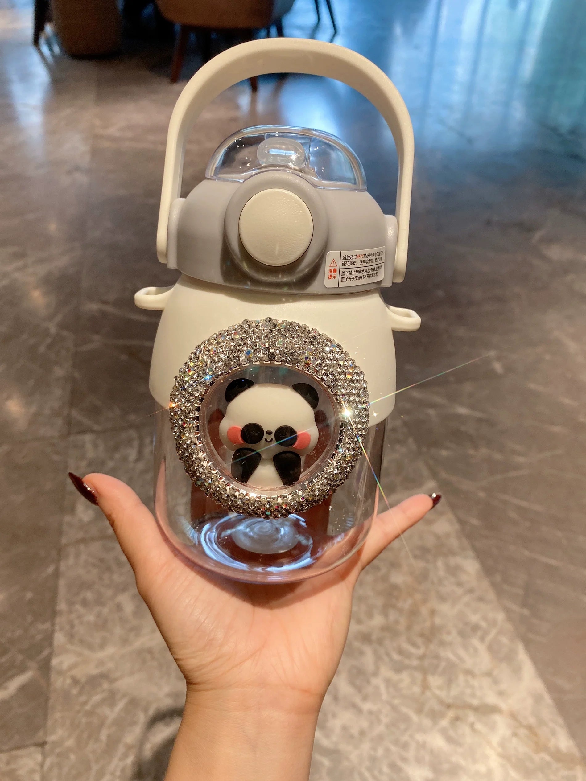 Stylish Diamond-Encrusted Big Belly Cup – Large-Capacity Straw Water Tumbler