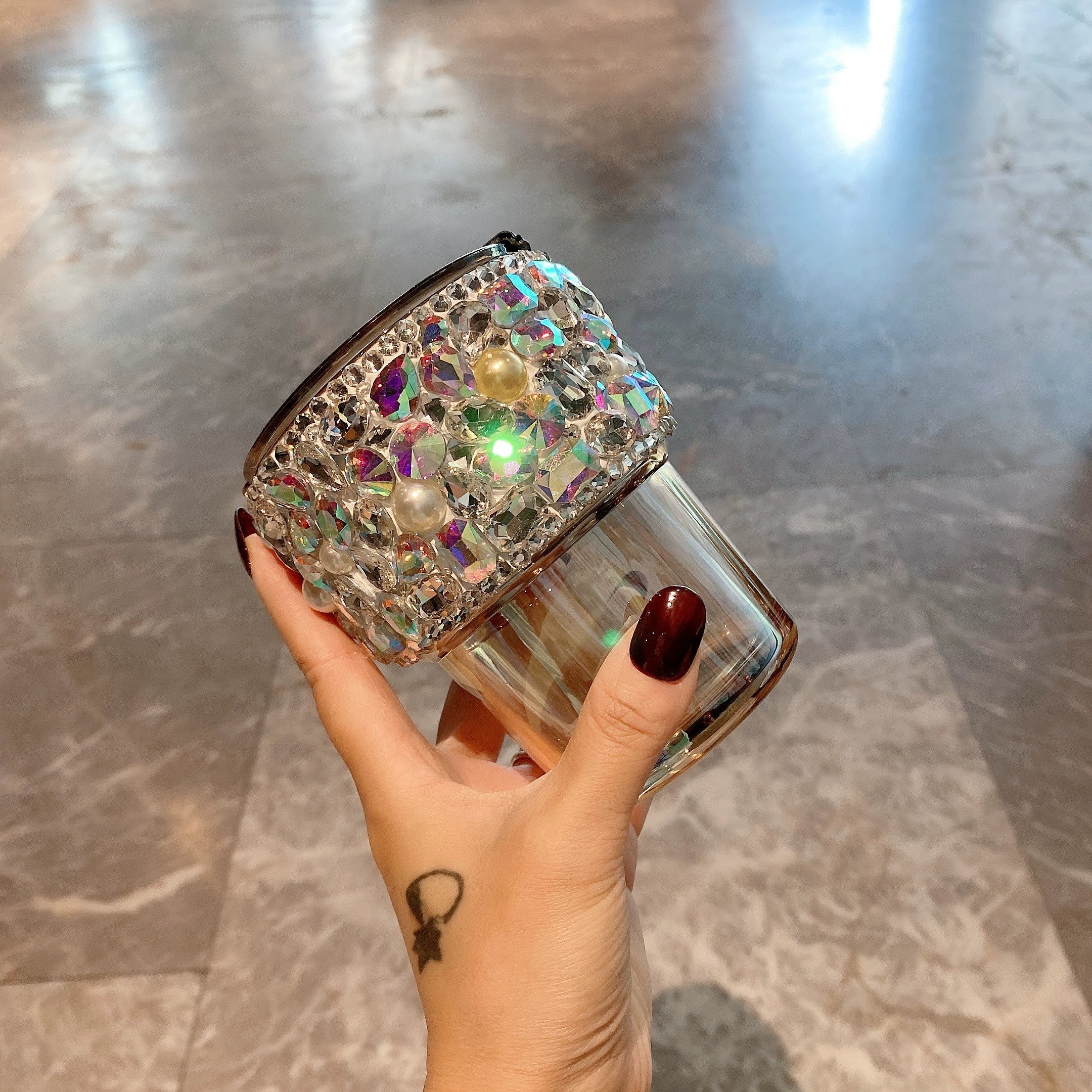 High-End Portable Light Luxury Water CupCelebrity Diamond-Encrusted High-Value Coffee Cup With Lid