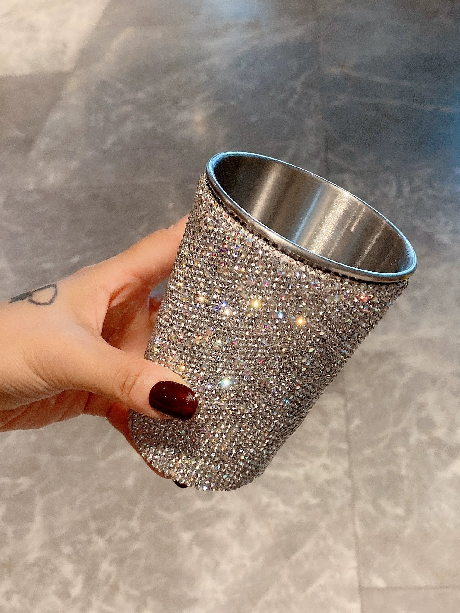 Sparkling Diamond Stainless Steel Mug – Portable Outdoor Coffee & Beer Cup, Single-Layer