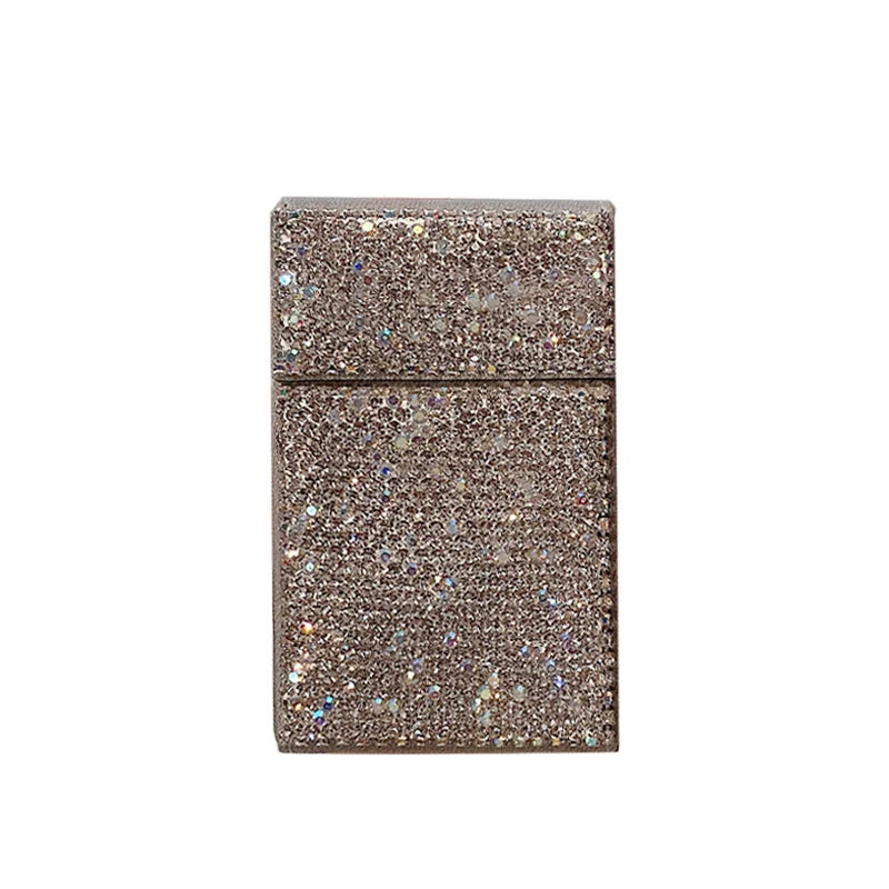 Personalized Diamond-Encrusted PU Leather Cigarette Case Set – Thick & Thin 20-Pack with Lighter, Portable