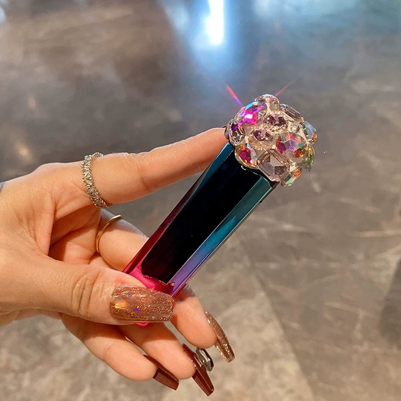 Diamond-Encrusted Mini Rechargeable Lighter – Lightweight, Colorful, Portable & Windproof Flip-Top Design