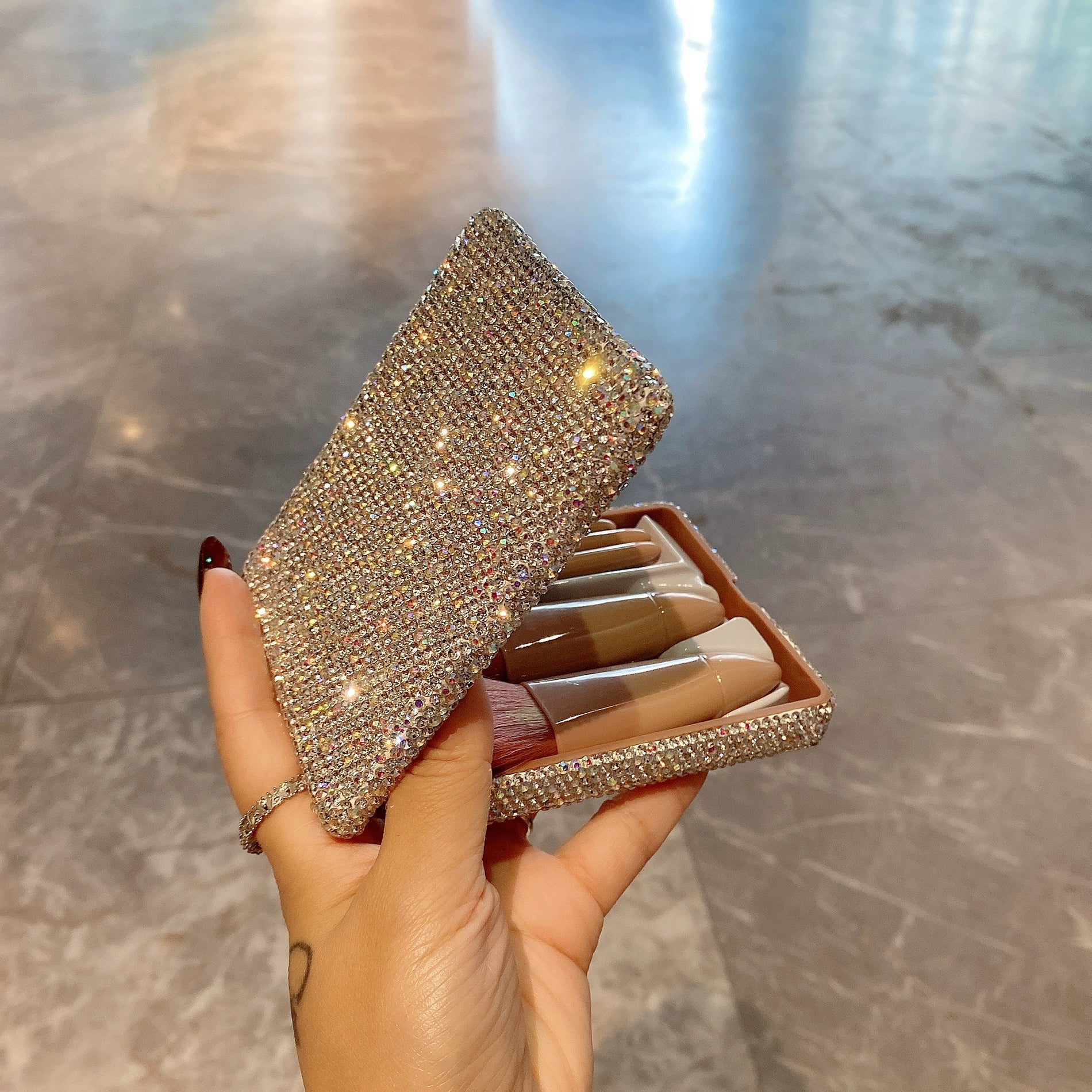 Diamond Makeup Brush Set – Mini Portable Cosmetic Brush Kit, Multi-Functional