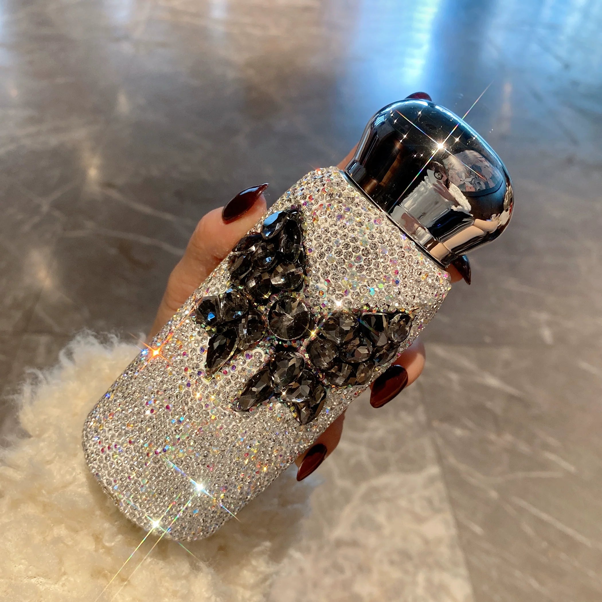 Portable Diamond Bow Thermos – Stainless Steel Water Mug for Car, Internet Celebrity Cup