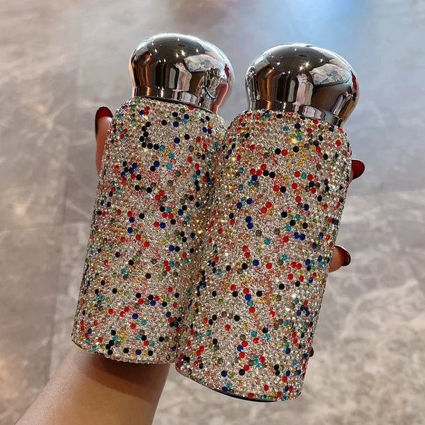 Trendy Diamond Water Bottle – Compact Stainless Steel Thermos, Ideal Birthday Gift