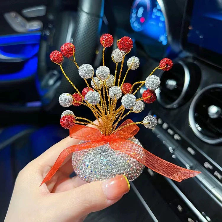 Diamond Gypsophila Car Decor – Luxury Center Console Flower Accessory