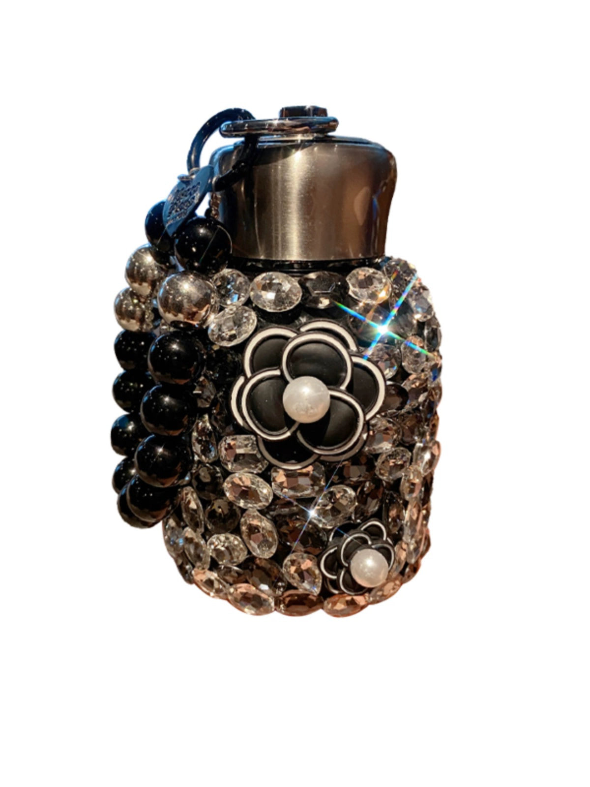 Bling Camellia Stainless Steel Tumbler – Rhinestone Insulated Coffee Cup for Travel & Daily Use